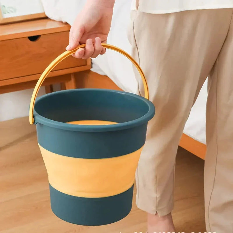 Balde de Silicone Para Limpeza Retrátil Dobrável | FlexiBucket™ 004 Mop Fácil 