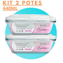 Conjunto de Potes de Vidro 640 ml – Tampa Hermética, Zero Vazamento Minha loja Kit Com 2un 