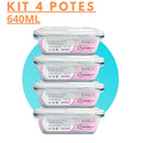 Conjunto de Potes de Vidro 640 ml – Tampa Hermética, Zero Vazamento Minha loja Kit Com 4un 