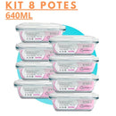 Conjunto de Potes de Vidro 640 ml – Tampa Hermética, Zero Vazamento Minha loja Kit Com 8 un 