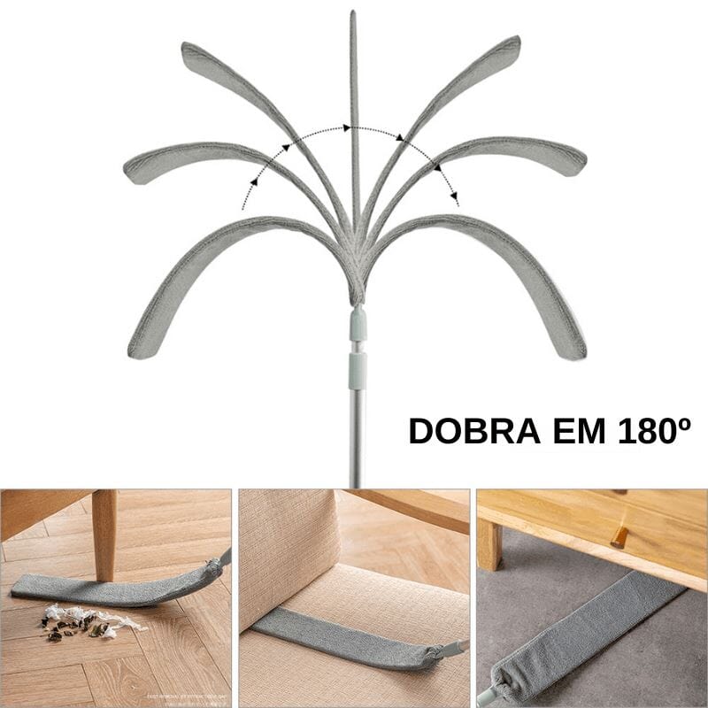 Escova Limpa Poeira Retrátil Espanador De Pó Flexível - DusterClean™ 072 Mop Fácil 