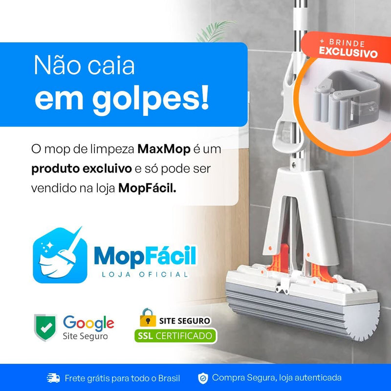 Esfregão Dobrável MaxMop©: Limpeza Fácil e Rápida! (Com Balde Incluso) 043 Mop Fácil 