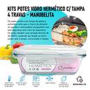 Kit 10 Potes de Vidro 640ml Hermético Marmita Fit com Tampa 4 Travas Minha loja 