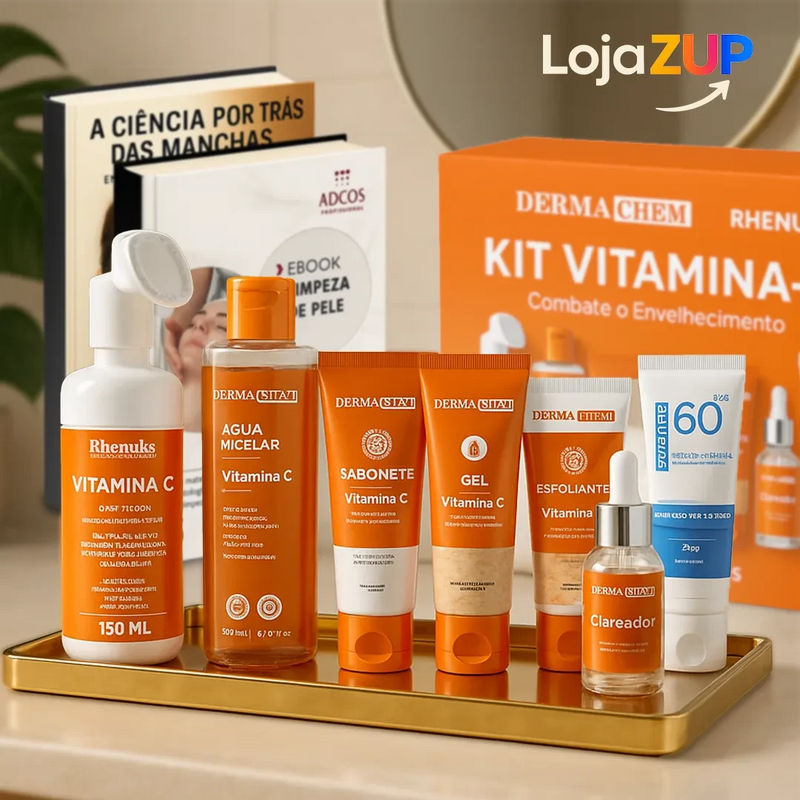 Ritual da Pele Renovada – Kit 8 em 1 para Clarear, Rejuvenescer e Iluminar com Vitamina C Minha loja 