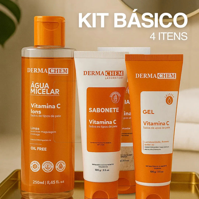 Ritual da Pele Renovada – Kit 8 em 1 para Clarear, Rejuvenescer e Iluminar com Vitamina C Minha loja Kit Básico 4 Itens 