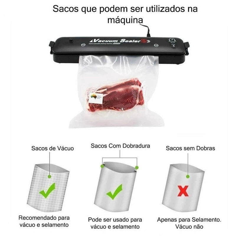 Seladora a Vácuo de Alimentos – Doméstica Bivolt Premium Seladora a Vácuo de Alimentos – Doméstica Bivolt Premium Minha loja 