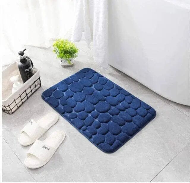 Tapete Antiderrapante Impermeável para Banheiro 067 Mop Fácil Azul Escuro 40x60cm 