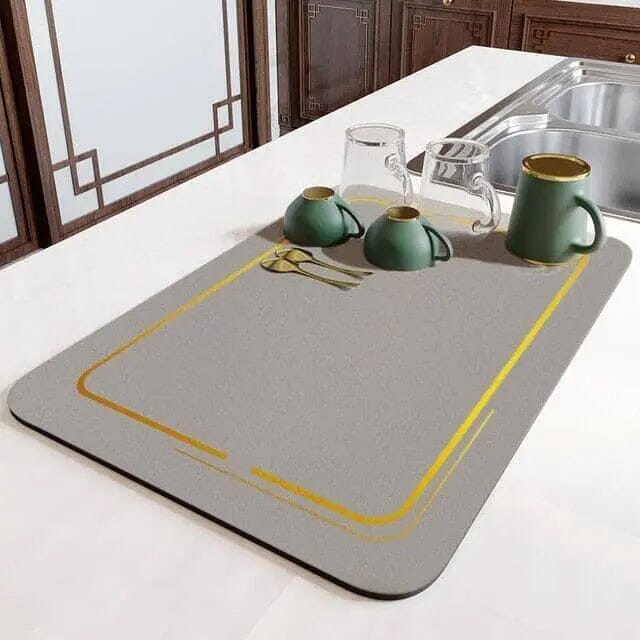 Tapete Escorredor de Louça Mágico 066 Mop Fácil 30x40cm Cinza/Dourado 